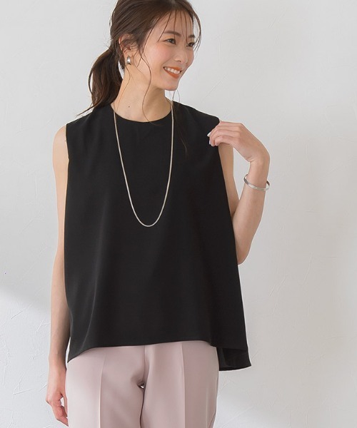 Pierrot（ピエロ）の「Aラインノースリーブブラウス（シャツ/ブラウス・レディース・ブラック/グレー/オフホワイト/ミント・M/L）」の9枚目の写真