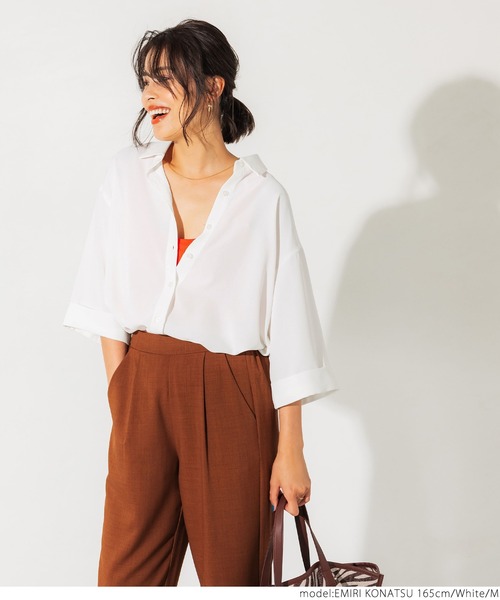 シャツ+ブラウス(長袖+七分) VIAVANDA PERFORATED BIG SHIRTS MINT ljst502.jpg