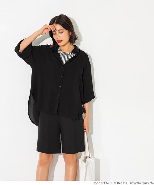 coca（coca）（コカ）の「七分袖とろみルーズシャツ（シャツ/ブラウス・レディース・ホワイト/ブラック/グリーン・M/L）」の15枚目の写真