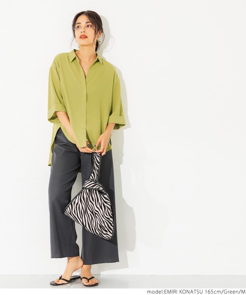 coca（coca）（コカ）の「七分袖とろみルーズシャツ（シャツ/ブラウス・レディース・ホワイト/ブラック/グリーン・M/L）」の7枚目の写真