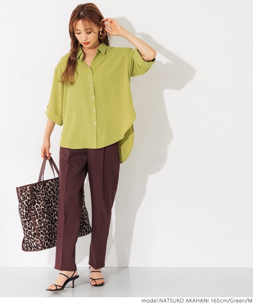 coca（coca）（コカ）の「七分袖とろみルーズシャツ（シャツ/ブラウス・レディース・ホワイト/ブラック/グリーン・M/L）」の6枚目の写真