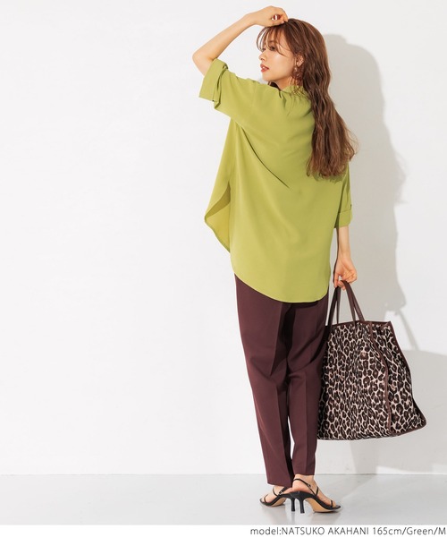 coca（coca）（コカ）の「七分袖とろみルーズシャツ（シャツ/ブラウス・レディース・ホワイト/ブラック/グリーン・M/L）」の4枚目の写真