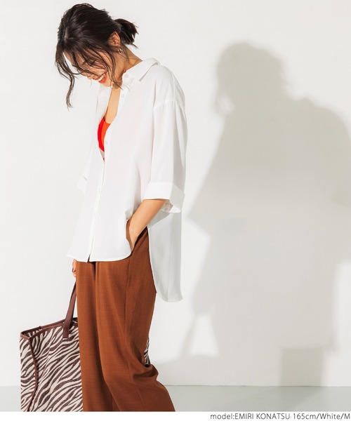 coca（coca）（コカ）の「七分袖とろみルーズシャツ（シャツ/ブラウス・レディース・ホワイト/ブラック/グリーン・M/L）」の18枚目の写真