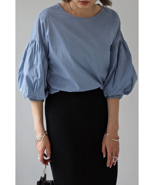 Bonjour Sagan（ボンジュールサガン）の「バルーンスリーブチュニック（チュニック・レディース・ブラック/オフホワイト/ブルー・FREE）」の16枚目の写真