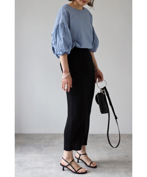 Bonjour Sagan（ボンジュールサガン）の「バルーンスリーブチュニック（チュニック・レディース・ブラック/オフホワイト/ブルー・FREE）」の19枚目の写真