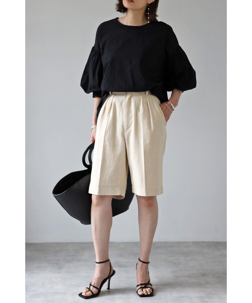 Bonjour Sagan（ボンジュールサガン）の「バルーンスリーブチュニック（チュニック・レディース・ブラック/オフホワイト/ブルー・FREE）」の5枚目の写真