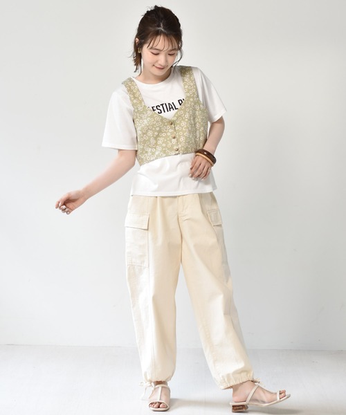 RETRO GIRL（レトロガール）の「カーゴパンツ（カーゴパンツ・レディース・ダークグリーン/アイボリー/ライトグリーン・FREE）」の19枚目の写真