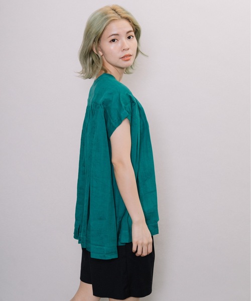 miniyu（ミニュウ）の「【NIMES】シアー・リネンブラウス（シャツ/ブラウス・レディース・ブラック/ブラウン/ピンク/グリーン・FREE）」の7枚目の写真