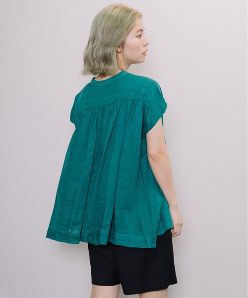 miniyu（ミニュウ）の「【NIMES】シアー・リネンブラウス（シャツ/ブラウス・レディース・ブラック/ブラウン/ピンク/グリーン・FREE）」の8枚目の写真