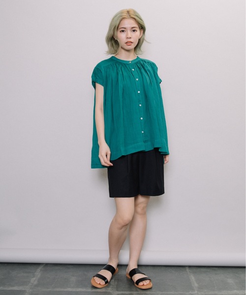 miniyu（ミニュウ）の「【NIMES】シアー・リネンブラウス（シャツ/ブラウス・レディース・ブラック/ブラウン/ピンク/グリーン・FREE）」の9枚目の写真