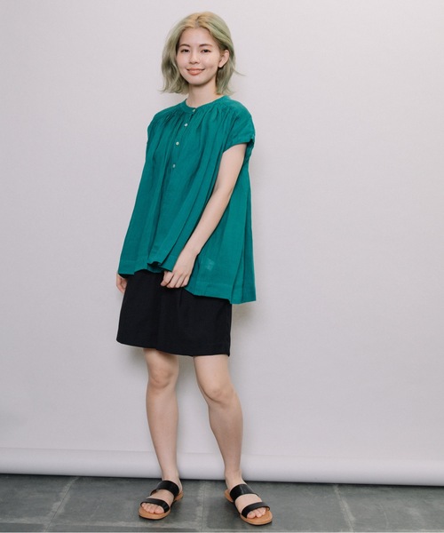 miniyu（ミニュウ）の「【NIMES】シアー・リネンブラウス（シャツ/ブラウス・レディース・ブラック/ブラウン/ピンク/グリーン・FREE）」の10枚目の写真