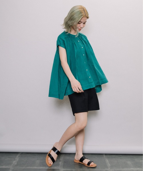 miniyu（ミニュウ）の「【NIMES】シアー・リネンブラウス（シャツ/ブラウス・レディース・ブラック/ブラウン/ピンク/グリーン・FREE）」の11枚目の写真