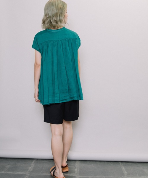 miniyu（ミニュウ）の「【NIMES】シアー・リネンブラウス（シャツ/ブラウス・レディース・ブラック/ブラウン/ピンク/グリーン・FREE）」の13枚目の写真