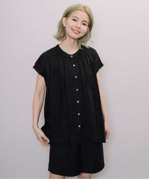 miniyu（ミニュウ）の「【NIMES】シアー・リネンブラウス（シャツ/ブラウス・レディース・ブラック/ブラウン/ピンク/グリーン・FREE）」の14枚目の写真