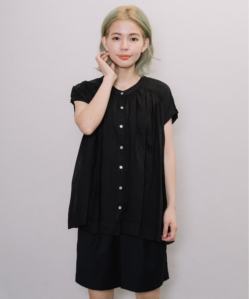 miniyu（ミニュウ）の「【NIMES】シアー・リネンブラウス（シャツ/ブラウス・レディース・ブラック/ブラウン/ピンク/グリーン・FREE）」の15枚目の写真