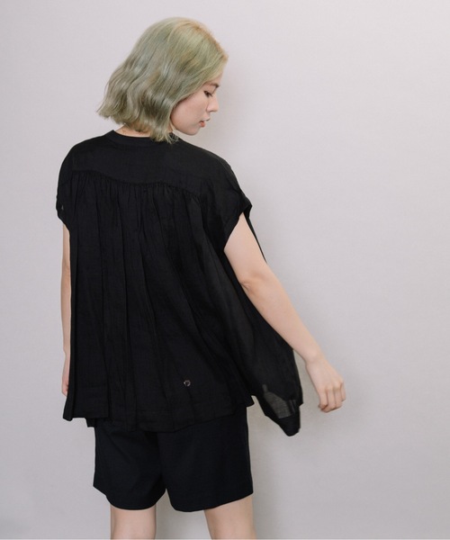 miniyu（ミニュウ）の「【NIMES】シアー・リネンブラウス（シャツ/ブラウス・レディース・ブラック/ブラウン/ピンク/グリーン・FREE）」の16枚目の写真