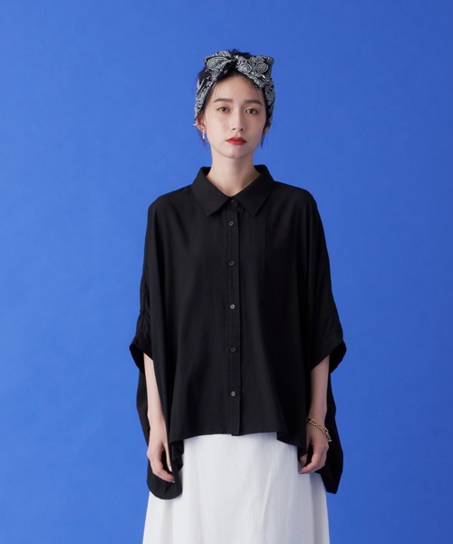 manana suerte（マニャーナスエルテ）の「ポンチョシャツ（シャツ/ブラウス・レディース・ブラック/オフホワイト・FREE）」の17枚目の写真