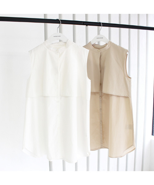 MODE ROBE(モードローブ)の「セーラーカラーノースリーブブラウス(シャツ/ブラウス・レディース・ホワイト/ベージュ・FREE)」の3枚目の写真