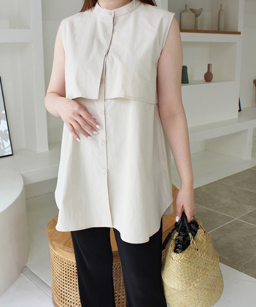 MODE ROBE(モードローブ)の「セーラーカラーノースリーブブラウス(シャツ/ブラウス・レディース・ホワイト/ベージュ・FREE)」の7枚目の写真