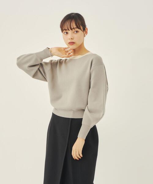 green label relaxing（グリーンレーベルリラクシング）の「＜EMMEL REFINES（エメル リファインズ）＞EM HW スウェットライクプルオーバー -ウォッシャブル-（ニット/セーター・レディース・ライトグレー/ブラック/ベージュ/ライラック・FREE）」の10枚目の写真