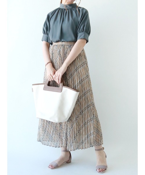 T/Wシアーチェックプリーツスカート Te chichi（テチチ）の「シアーチェックプリーツスカート