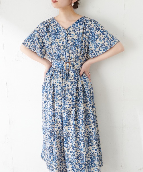 Natural ワンピースcouture ナチュラルクチュール のファッション 前後2wayカシュクールフレア袖ワンピース ワンピース Natural