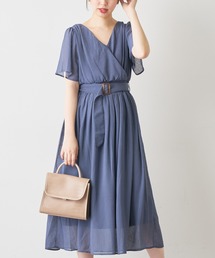 【WEB限定】前後2WAYカシュクールフレア袖ワンピース