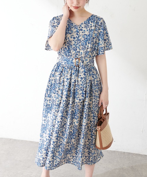 Natural ワンピースcouture ナチュラルクチュール のファッション 前後2wayカシュクールフレア袖ワンピース ワンピース Natural