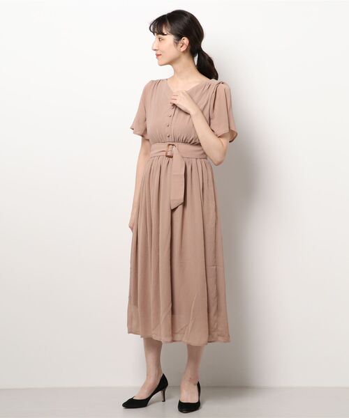 セール】【WEB限定】前後2WAYカシュクールフレア袖ワンピース