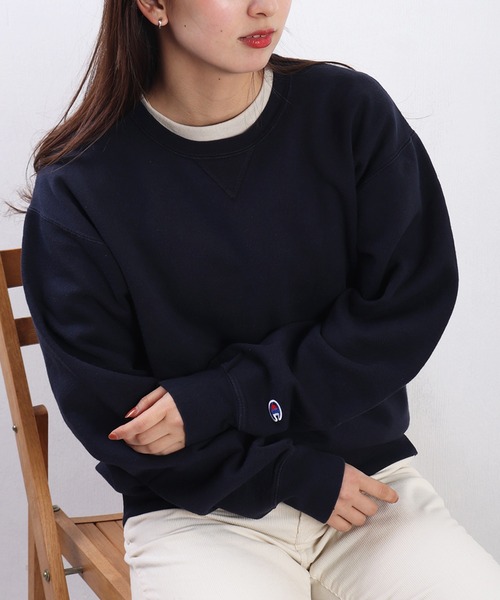 Champion(チャンピオン)の「Champion チャンピオン クルーネック 裏毛 長袖スウェット(トレーナー)(スウェット・メンズ・グレー/グリーン/ブラック/ネイビー/ブルー系その他/ライトピンク/ブルー・XL/M/L/XXL/S)」の12枚目の写真