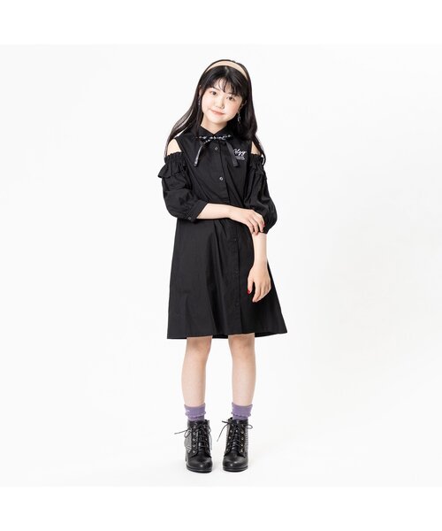 algy（アルジー）の「りぼんタイシャツワンピ（シャツワンピース・キッズ・ブラック/ブラウン/オフホワイト・XXX-SMALL/MEDIUM/SMALL/X-SMALL/XX-SMALL）」の10枚目の写真