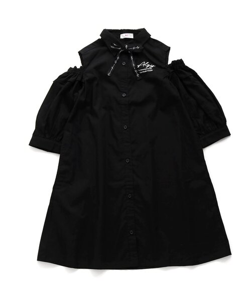 algy（アルジー）の「りぼんタイシャツワンピ（シャツワンピース・キッズ・ブラック/ブラウン/オフホワイト・XXX-SMALL/MEDIUM/SMALL/X-SMALL/XX-SMALL）」の8枚目の写真