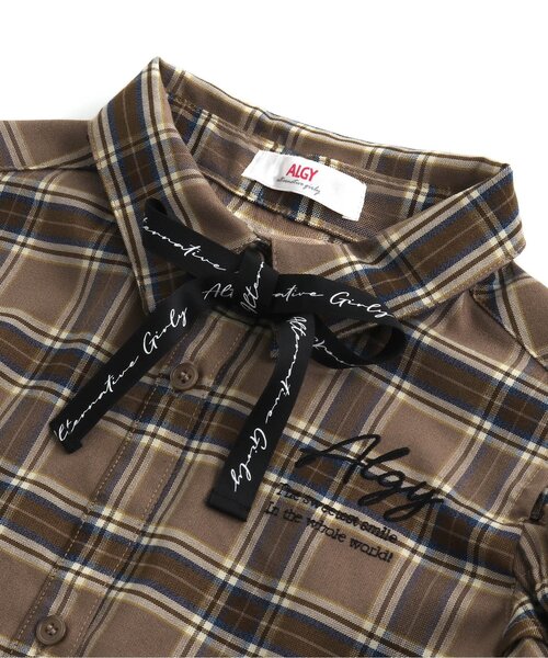 algy（アルジー）の「りぼんタイシャツワンピ（シャツワンピース・キッズ・ブラック/ブラウン/オフホワイト・XXX-SMALL/MEDIUM/SMALL/X-SMALL/XX-SMALL）」の6枚目の写真