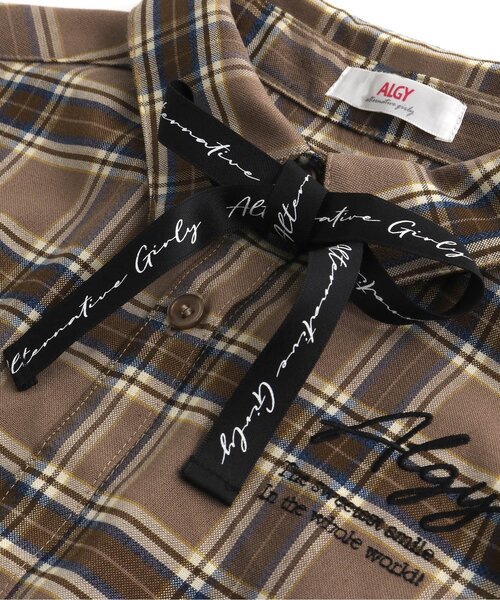 algy（アルジー）の「りぼんタイシャツワンピ（シャツワンピース・キッズ・ブラック/ブラウン/オフホワイト・XXX-SMALL/MEDIUM/SMALL/X-SMALL/XX-SMALL）」の16枚目の写真