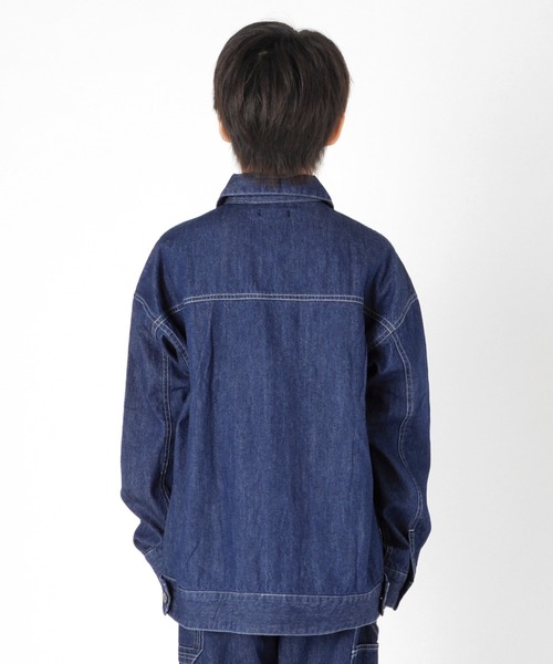 GLAZOS（グラソス）の「オーバーサイズ・ビッグポケットジャケット【セットアップ対応】（デニムジャケット・キッズ・ブラック/オフホワイト/ブルー・130cm/140cm/150cm/160cm/170cm）」の12枚目の写真