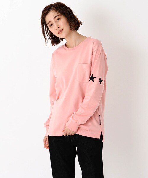 BASECONTROL(ベースコントロール)の「◆吸水速乾 スターラインプリント 長袖Tシャツ(Tシャツ/カットソー・レディース・ライトブルー/ブラック/ネイビー/アイボリー/ピンク系・01/02/03)」の5枚目の写真
