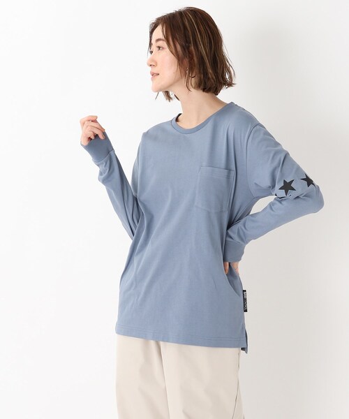 BASECONTROL(ベースコントロール)の「◆吸水速乾 スターラインプリント 長袖Tシャツ(Tシャツ/カットソー・レディース・ライトブルー/ブラック/ネイビー/アイボリー/ピンク系・01/02/03)」の3枚目の写真