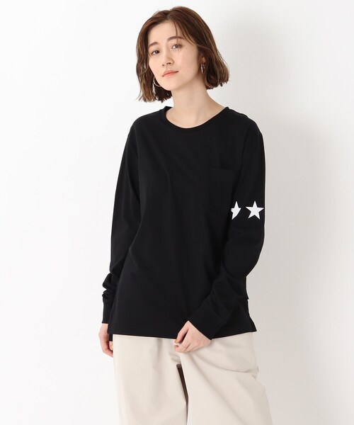BASECONTROL(ベースコントロール)の「◆吸水速乾 スターラインプリント 長袖Tシャツ(Tシャツ/カットソー・レディース・ライトブルー/ブラック/ネイビー/アイボリー/ピンク系・01/02/03)」の2枚目の写真