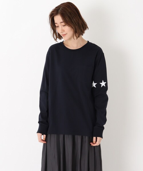BASECONTROL(ベースコントロール)の「◆吸水速乾 スターラインプリント 長袖Tシャツ(Tシャツ/カットソー・レディース・ライトブルー/ブラック/ネイビー/アイボリー/ピンク系・01/02/03)」の8枚目の写真