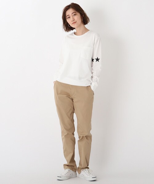 BASECONTROL(ベースコントロール)の「◆吸水速乾 スターラインプリント 長袖Tシャツ(Tシャツ/カットソー・レディース・ライトブルー/ブラック/ネイビー/アイボリー/ピンク系・01/02/03)」の13枚目の写真