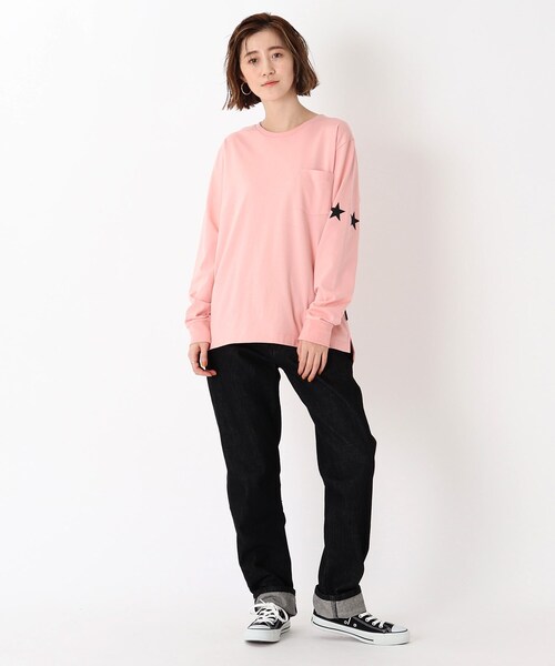 BASECONTROL(ベースコントロール)の「◆吸水速乾 スターラインプリント 長袖Tシャツ(Tシャツ/カットソー・レディース・ライトブルー/ブラック/ネイビー/アイボリー/ピンク系・01/02/03)」の11枚目の写真