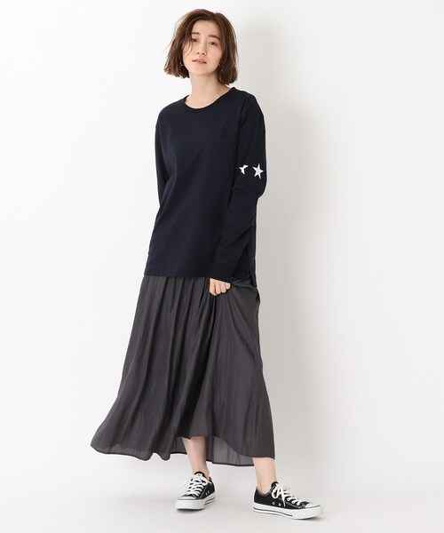 BASECONTROL(ベースコントロール)の「◆吸水速乾 スターラインプリント 長袖Tシャツ(Tシャツ/カットソー・レディース・ライトブルー/ブラック/ネイビー/アイボリー/ピンク系・01/02/03)」の9枚目の写真