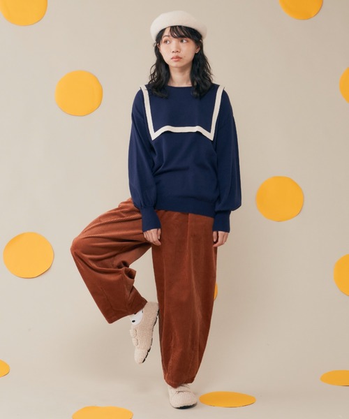 MERLOT(メルロー)の「カシミアタッチスクエアラインニット(ニット/セーター・レディース・ネイビー/レッド/ナチュラル・FREE)」の18枚目の写真
