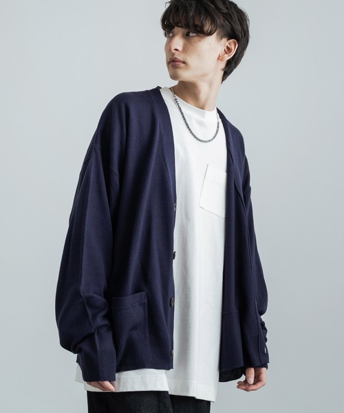 Rocky Monroe（ロッキーモンロー）の「ビッグシルエット アクリルニットルーズカーディガン / セーター 無地 ワンマイル ルームウェア（カーディガン/ボレロ・メンズ・パープル/ブラウン/ブラック/グレー/アイボリー/オリーブ/マスタード/ブルーグレー・XL/L/M）」の7枚目の写真