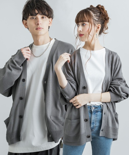 Rocky Monroe（ロッキーモンロー）の「ビッグシルエット アクリルニットルーズカーディガン / セーター 無地 ワンマイル ルームウェア（カーディガン/ボレロ・メンズ・パープル/ブラウン/ブラック/グレー/アイボリー/オリーブ/マスタード/ブルーグレー・XL/L/M）」の4枚目の写真