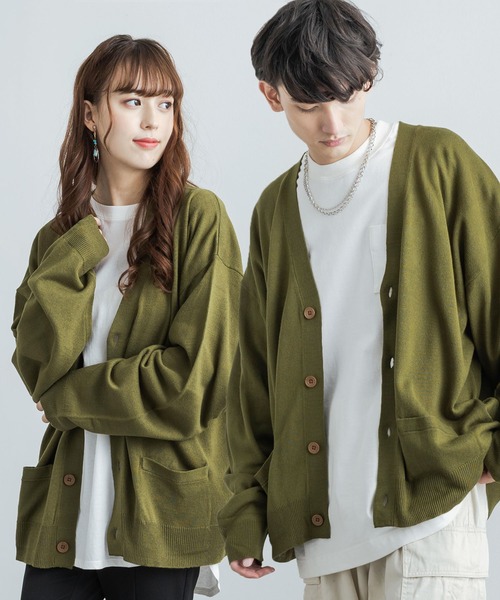 Rocky Monroe（ロッキーモンロー）の「ビッグシルエット アクリルニットルーズカーディガン / セーター 無地 ワンマイル ルームウェア（カーディガン/ボレロ・メンズ・パープル/ブラウン/ブラック/グレー/アイボリー/オリーブ/マスタード/ブルーグレー・XL/L/M）」の6枚目の写真