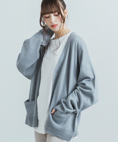 Rocky Monroe（ロッキーモンロー）の「ビッグシルエット アクリルニットルーズカーディガン / セーター 無地 ワンマイル ルームウェア（カーディガン/ボレロ・メンズ・パープル/ブラウン/ブラック/グレー/アイボリー/オリーブ/マスタード/ブルーグレー・XL/L/M）」の5枚目の写真