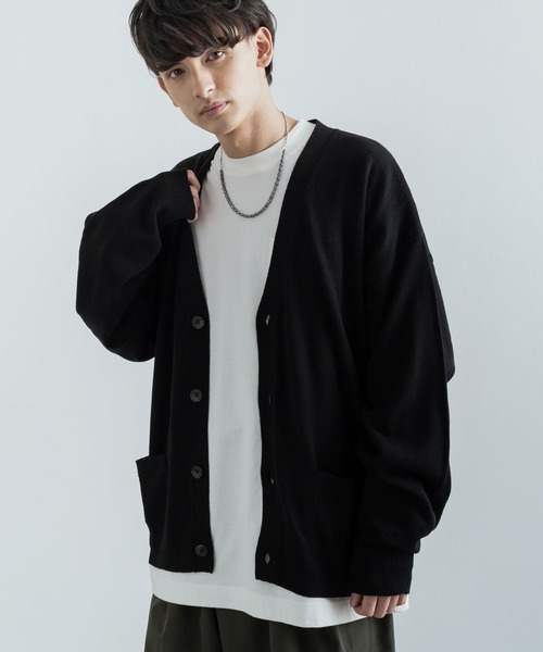 Rocky Monroe（ロッキーモンロー）の「ビッグシルエット アクリルニットルーズカーディガン / セーター 無地 ワンマイル ルームウェア（カーディガン/ボレロ・メンズ・パープル/ブラウン/ブラック/グレー/アイボリー/オリーブ/マスタード/ブルーグレー・XL/L/M）」の3枚目の写真