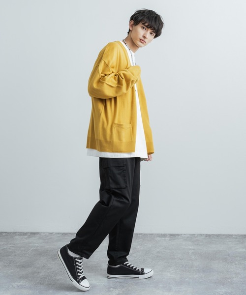 Rocky Monroe（ロッキーモンロー）の「ビッグシルエット アクリルニットルーズカーディガン / セーター 無地 ワンマイル ルームウェア（カーディガン/ボレロ・メンズ・パープル/ブラウン/ブラック/グレー/アイボリー/オリーブ/マスタード/ブルーグレー・XL/L/M）」の14枚目の写真