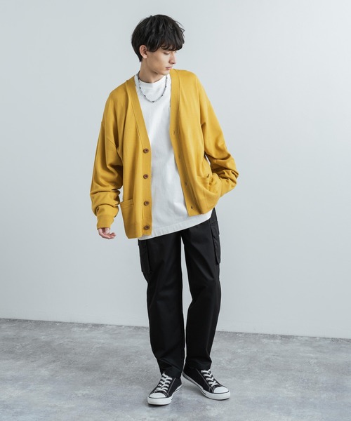 Rocky Monroe（ロッキーモンロー）の「ビッグシルエット アクリルニットルーズカーディガン / セーター 無地 ワンマイル ルームウェア（カーディガン/ボレロ・メンズ・パープル/ブラウン/ブラック/グレー/アイボリー/オリーブ/マスタード/ブルーグレー・XL/L/M）」の13枚目の写真